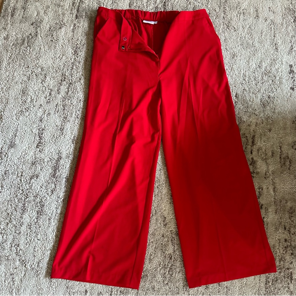 Chic Red Wide Leg Women's Pants